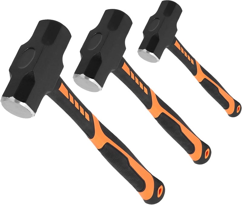 JOIKIT 3 PCS 2lbs 3lbs 4lbs Sledge Hammer Set, Drilling Crack Hammer with Forged Steel Head and Non-Slip Shock Absorbing Grip, Solid Construction for Demolition Work - Image 1